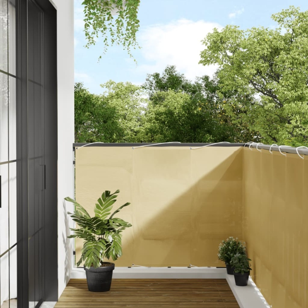 vidaXL Balkon-Sichtschutz Sandfarben 120x800 cm 100% Polyester-Oxford 4000040 Bild 1