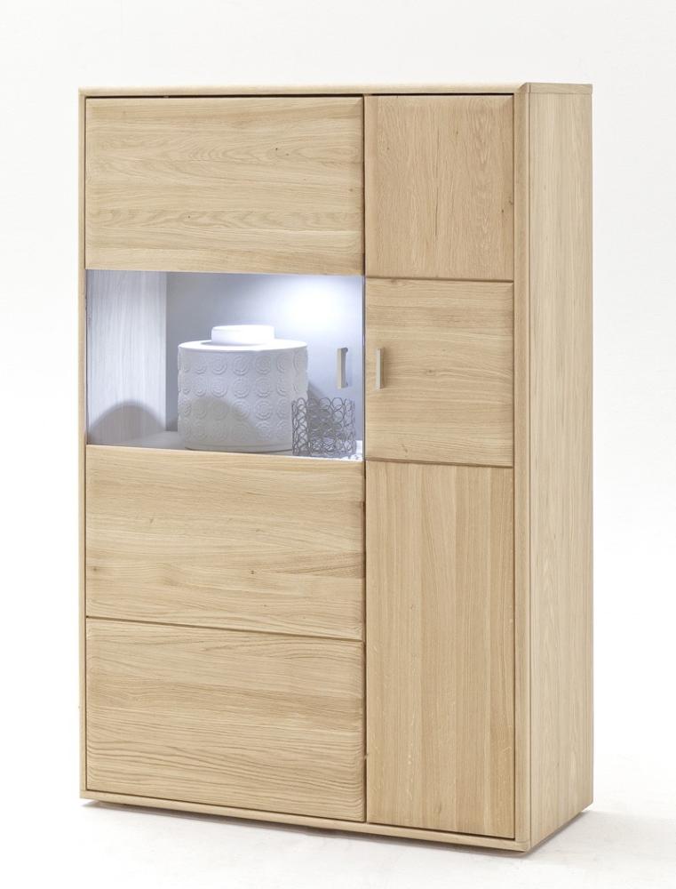 Highboard Torrent 11 rechts Eiche bianco massiv 94 x 140 x 39 cm Schrank ohne Beleuchtung Bild 1