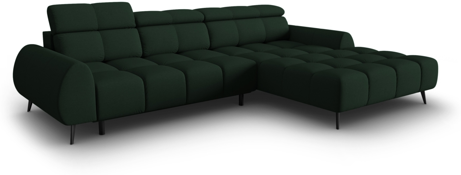Micadoni Ecksofa Alyse 5-Sitzer Strukturierter Stoff Dunkelgrün Rechts Bild 1