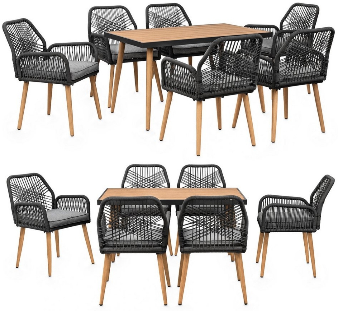 Swing&Harmonie Garten-Essgruppe für 6-8 Personen mit Tisch, Seilgeflecht-Stühle, (Garten Sitzgruppe, wetterfest, WPC-Tischplatte, inkl. Kissen) Bild 1