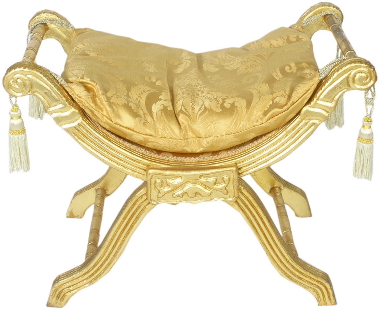 Casa Padrino Barock Sitzhocker - Kreuzhocker Gold Muster / Gold - Antik Möbel Bild 1