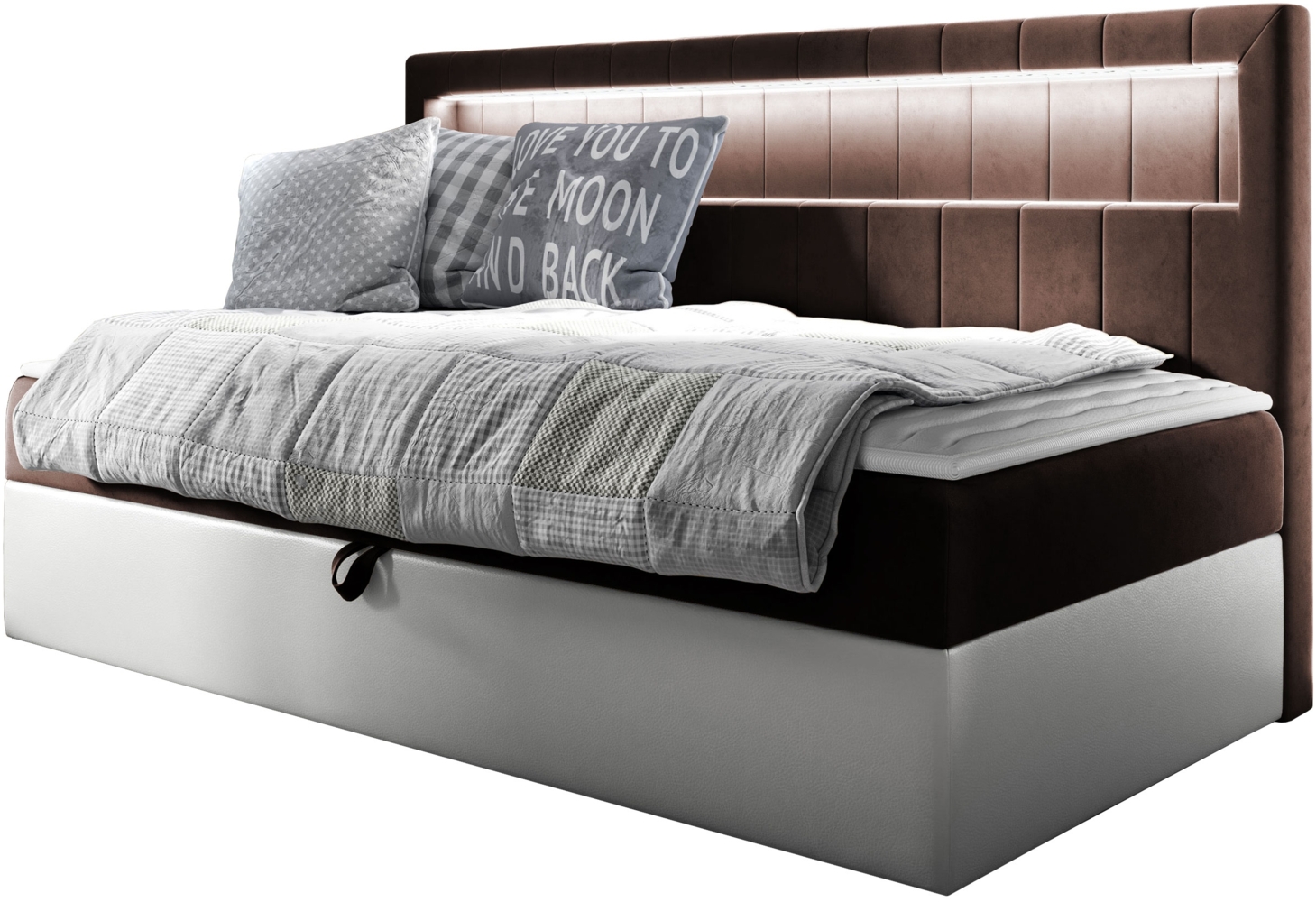 Boxspringbett 'Gladino Junior 2' braun 80 x 200 cm Bild 1