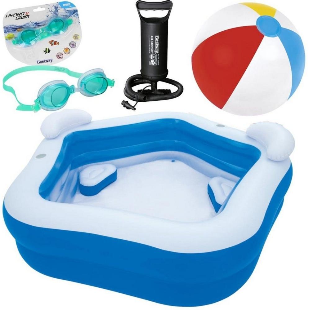 Kinderpool-Set für den Garten 4IN1 Familien-Gartenpool, elektrische Batteriepumpe, Kinder-Tauchbrille, Großer Strandball Bild 1