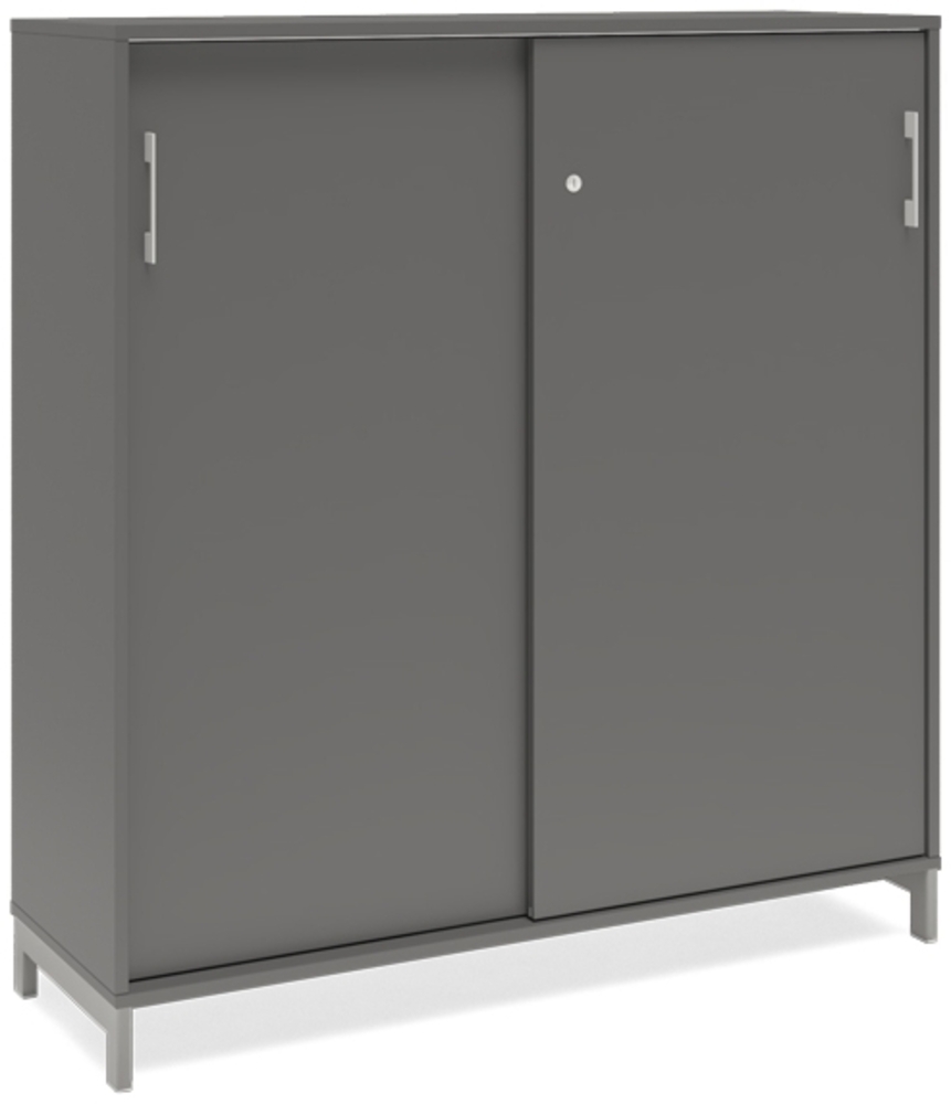 Büroschrank DNA 1200x1275 mm Anthrazit/Aluminiumgrau Schiebetür 3A4 Bild 1