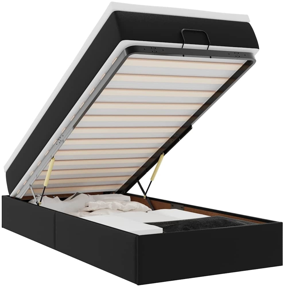 vidaXL Ottoman-Bett mit Matratze Schwarz 80x200 cm Kunstleder 3311006 Bild 1