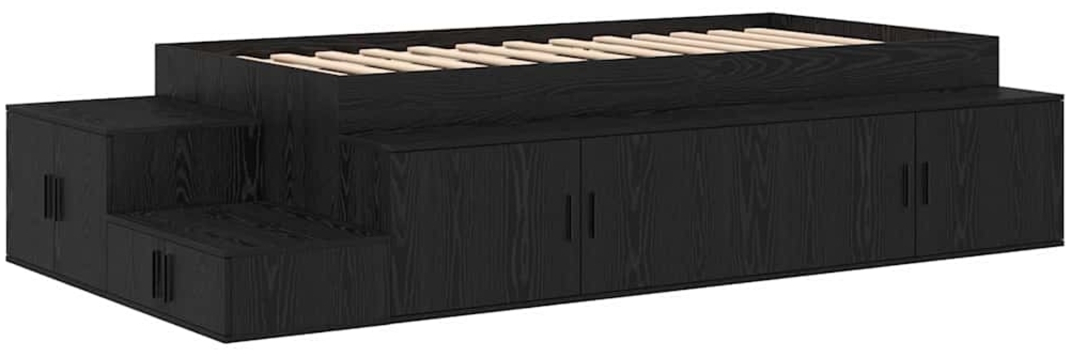 vidaXL Aufbewahrungsbettgestell Schwarz Eichen-Optik 100 cm 3335558 Bild 1
