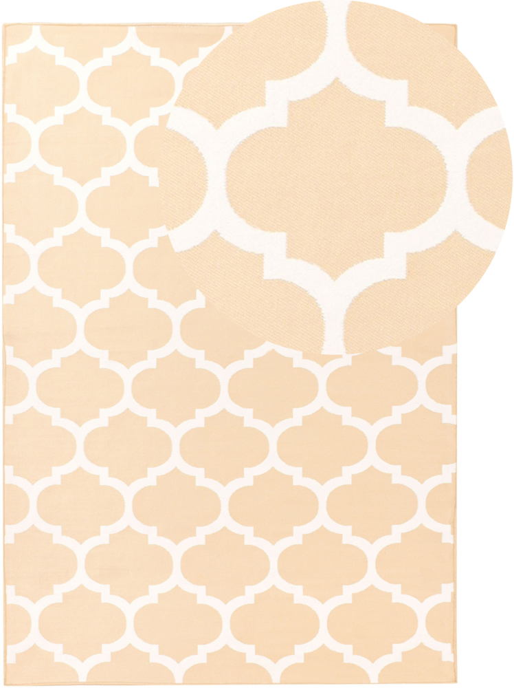 Teppich beige 140x200 cm marokkanisches Muster zweiseitig Kurzflor AKSU Bild 1