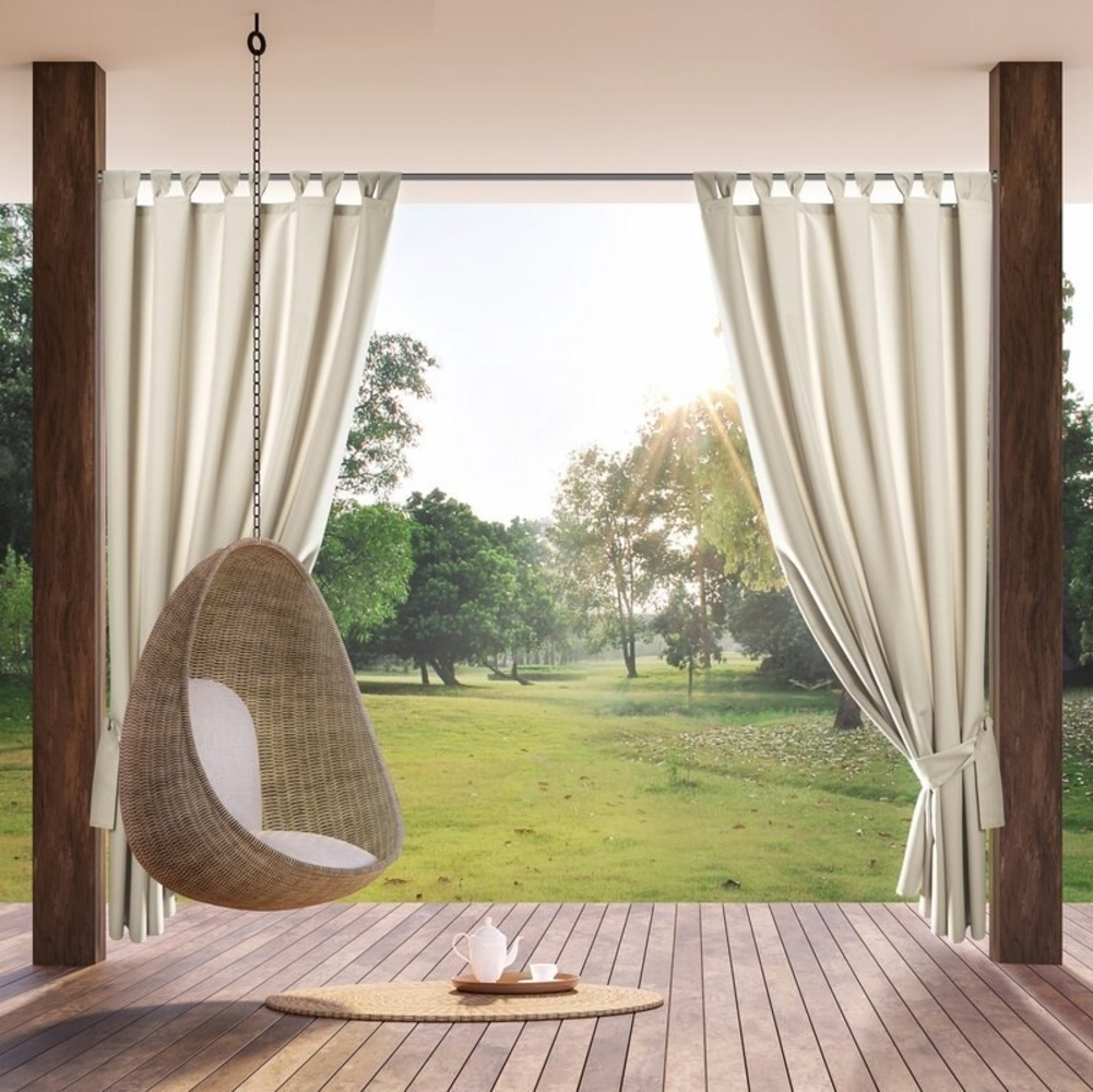 Eurofirany Garden Outdoorvorhäng mit Schlaufenschal- 1 STK. Abnehmbaren Schlaufen, Sonnenschutz Sichtschutz Winddicht Wasserdicht Vorhäng für Pavillon Terrasse Pergola, 155x220 cm, Hellbeige Bild 1