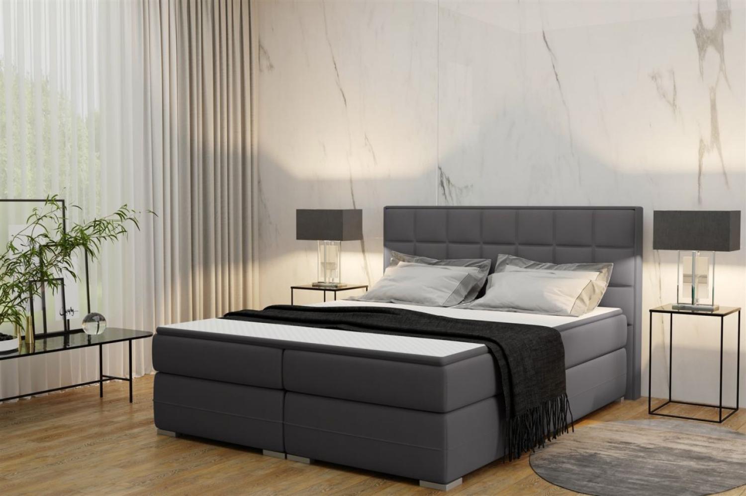 Boxspringbett PRATO Stoff Anthrazit 100x200 cm Bild 1