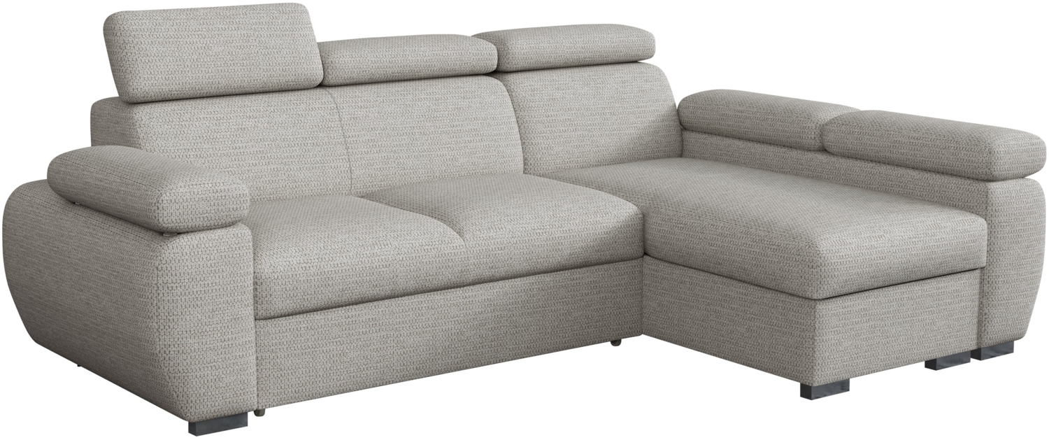 Ecksofa Boston Mini mit Schlaffunktion, Bettkasten, Einstellbare Kopfstützen (Aragon 80, Seite: Rechts, 2r+LC) Bild 1