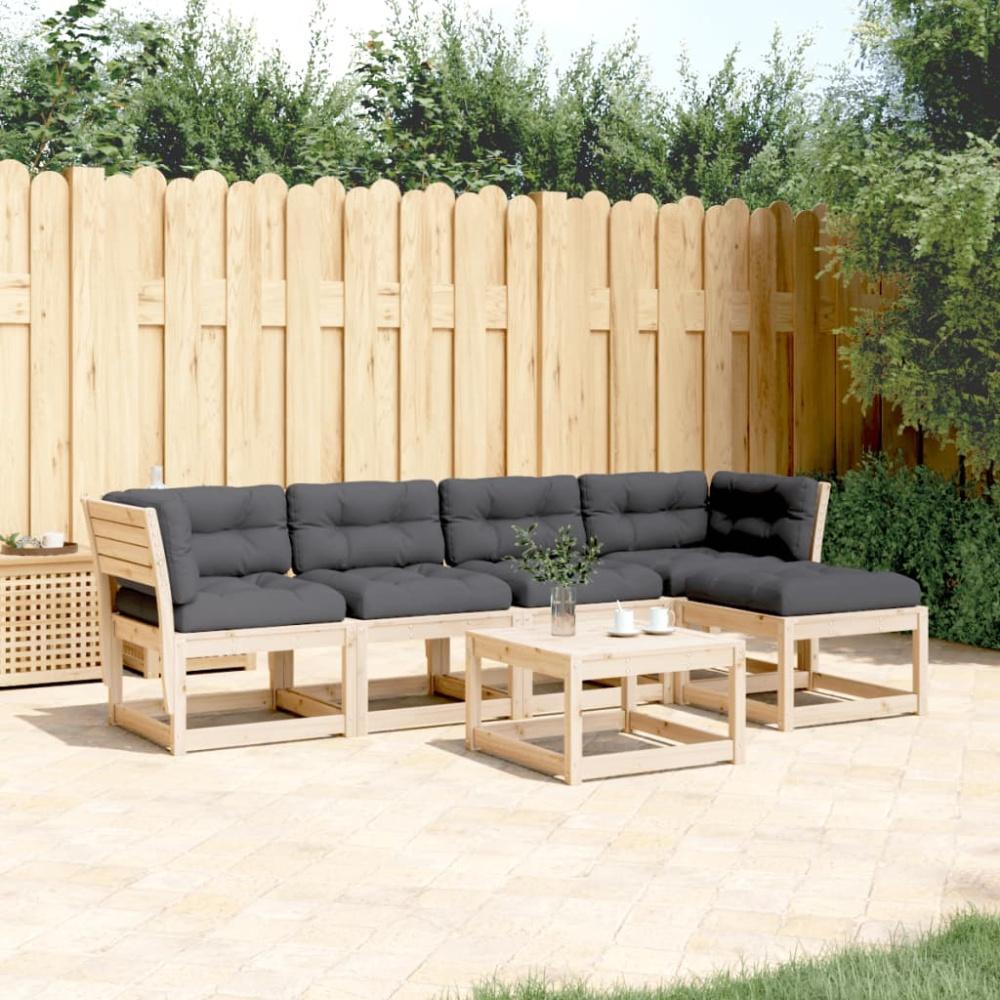 vidaXL 5-tlg. Garten-Sofagarnitur mit Kissen Massivholz Kiefer 3217010 Bild 1