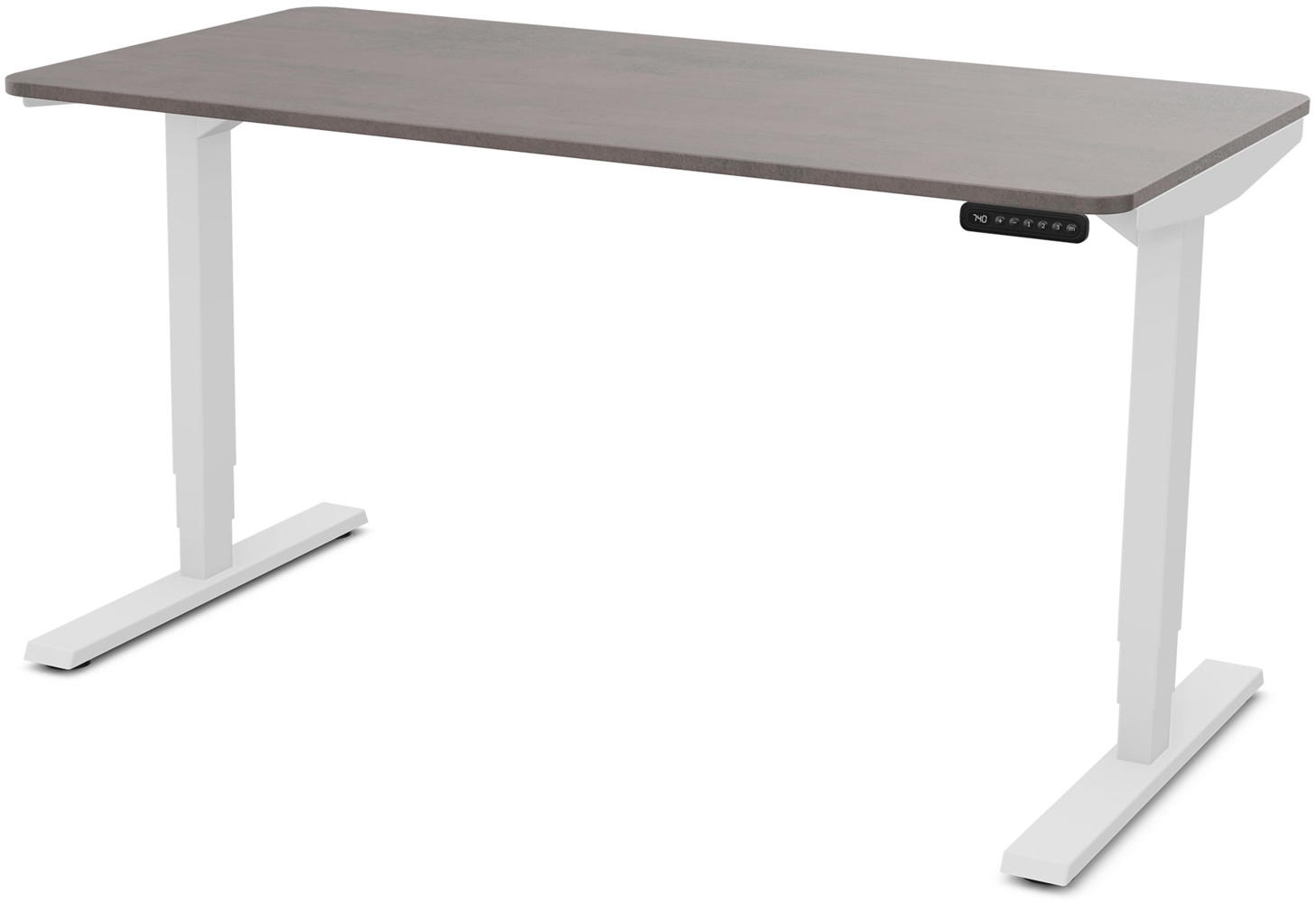 ASSMANN Elektrisch höhenverstellbarer Schreibtisch Y-Line Curved 140x70 cm Sichtbeton Anthrazit Signalweiß Metall Holz Bild 1