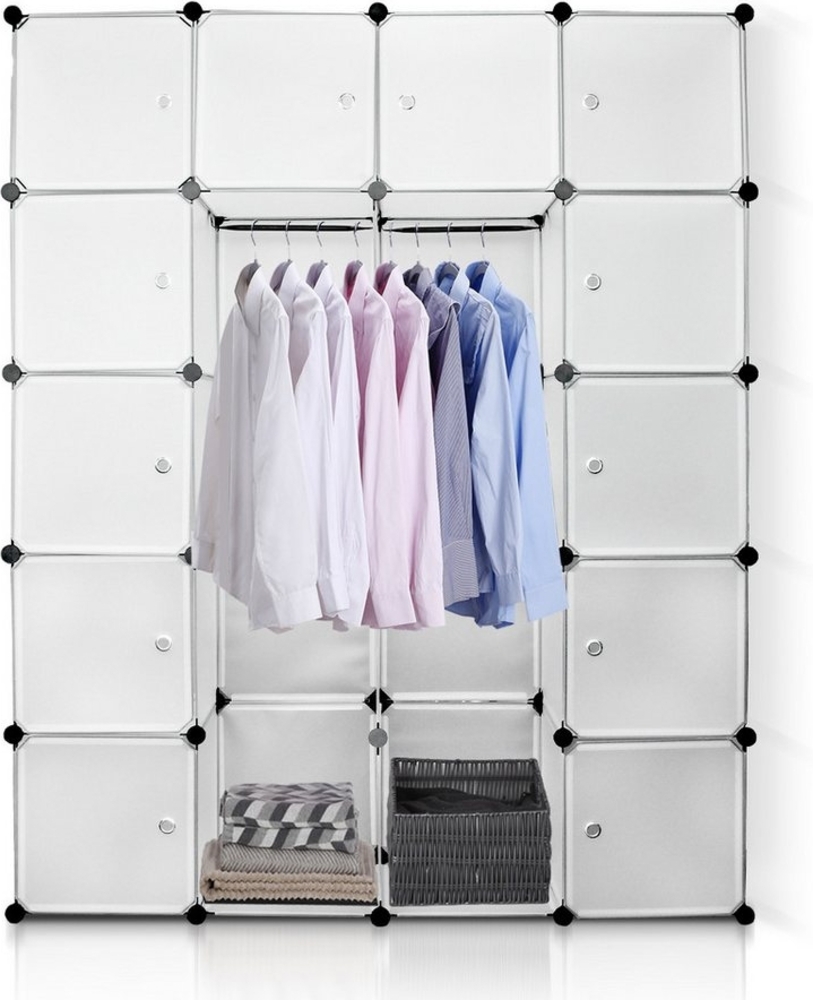 Clanmacy Kleiderschrank Kleiderschrank DIY Regalsystem Steckregal 20 Würfel Weiß Bild 1