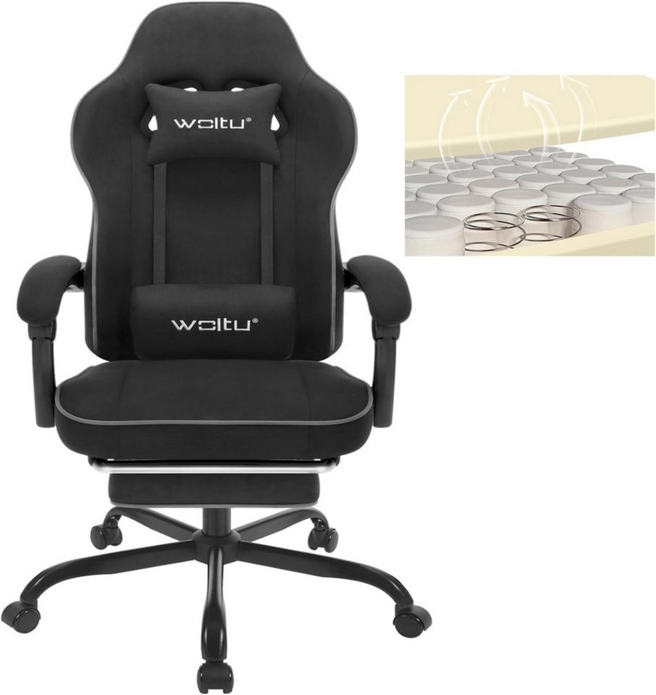 Woltu Gaming-Stuhl (1 St), mit Kopfkissen Lendenkissen Fußstütze ergonomisch, Tech-Stoff Bild 1