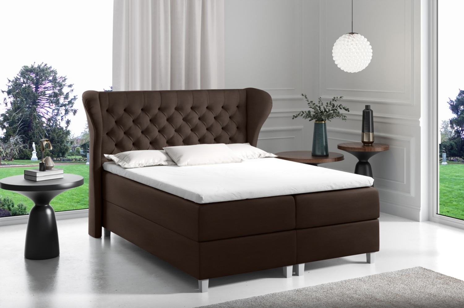 99rooms Turin Boxspringbett Kunstleder 200x200 cm Braun Bild 1