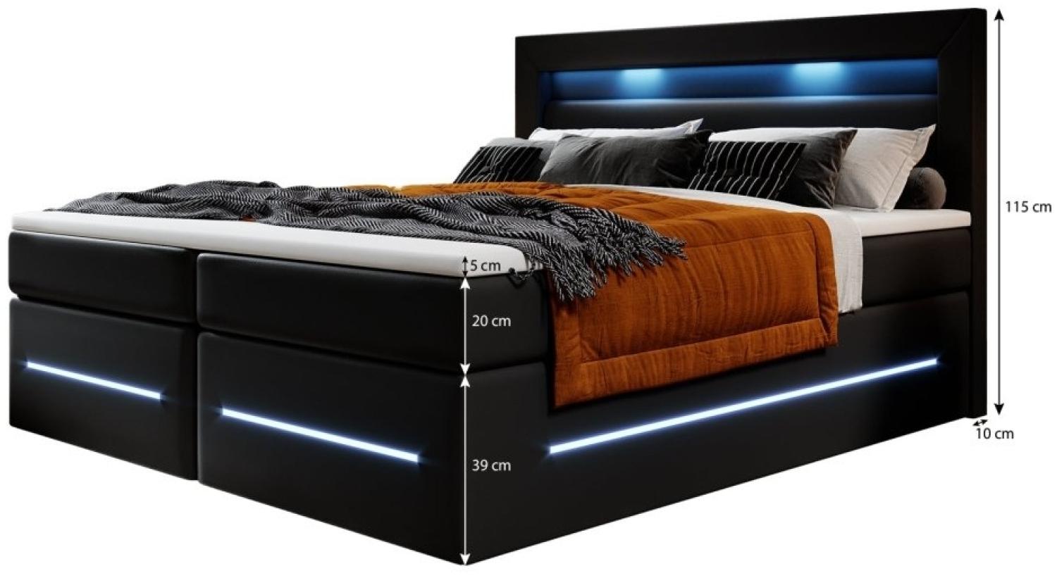 Boxspringbett Sevilla mit LED und Stauraum 160x200 Schwarz H4 Bild 1