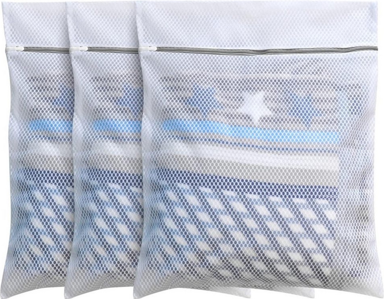 MODFU Wäschesäckchen 3 Stück Kleidung Wäschesäcke Wäschenetz Wäschebeutel für Waschmaschine,(50 x 60 cm Mit Reißverschluss, 3-St, Reisen Mesh Waschbeutel Laundry Bag 3 Stück), für Empfindliches Mäntel Bluse Schuhe BH Socken Pullover Babykleidung Bild 1