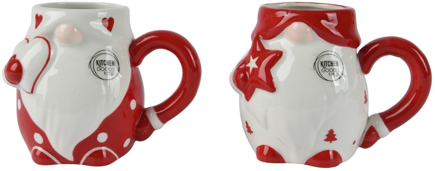 Kaemingk Tasse, Dolomit, Tasse Wichtel Keramik mit Griff 11,5cm Weiß / Rot 1 Stück sortiert Bild 1