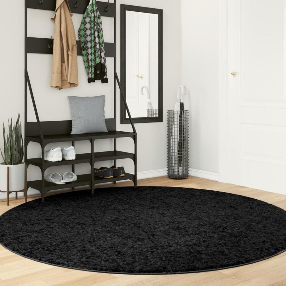 vidaXL Teppich OVIEDO Kurzflor Schwarz Ø 200 cm 375569 Bild 1