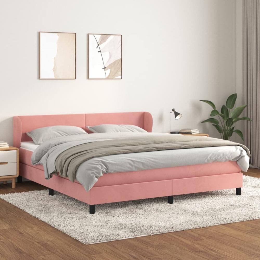 vidaXL Boxspringbett mit Matratze Rosa 180x200 cm Samt 3127390 Bild 1