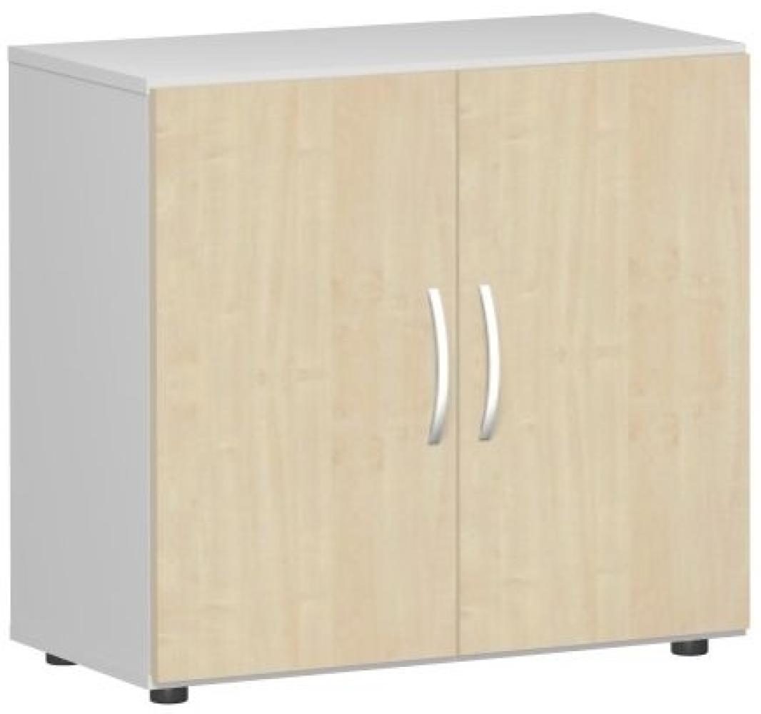 Flügeltürenschrank mit Standfüßen, 80x42x75cm, Ahorn Lichtgrau Bild 1