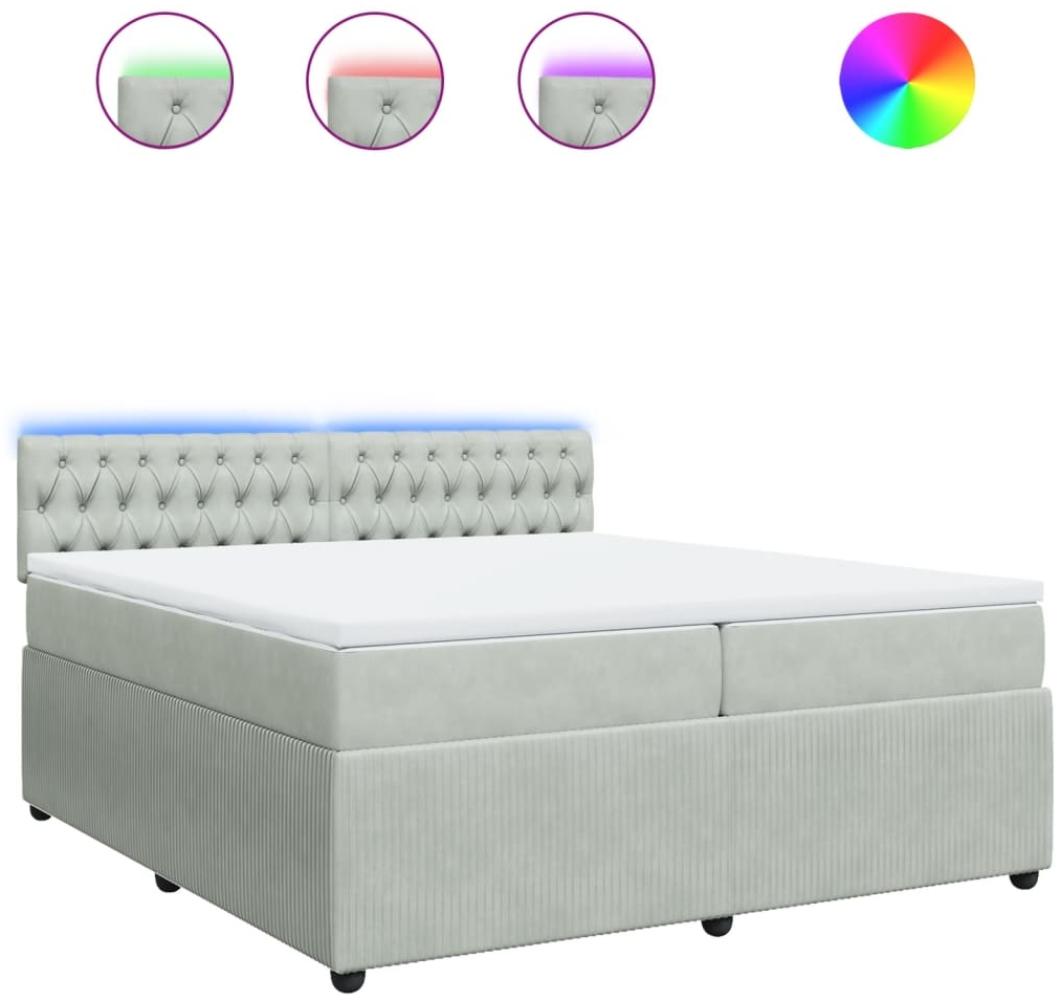 vidaXL Boxspringbett mit Matratze Hellgrau 200x200 cm Samt 3290136 Bild 1