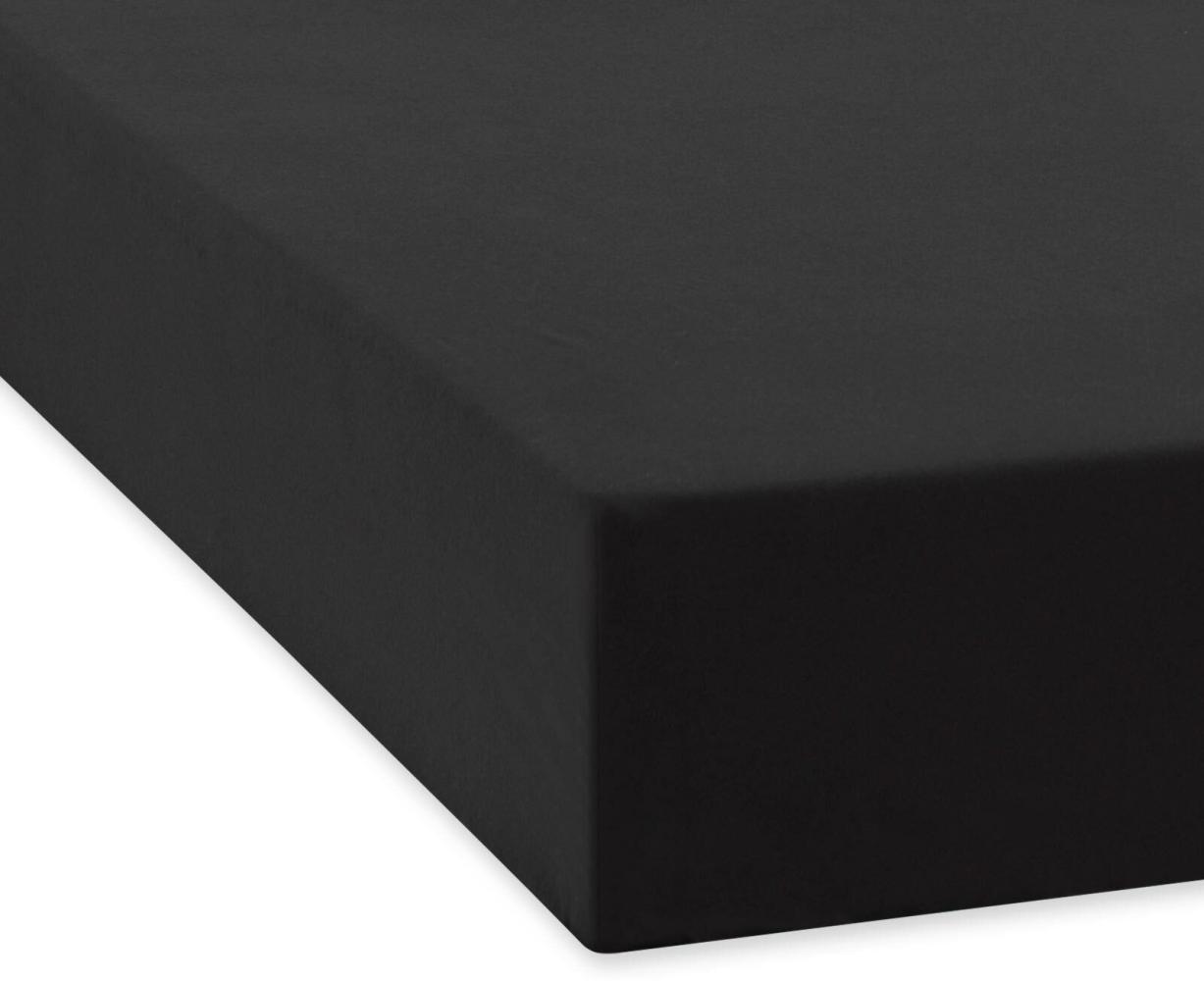 Traumschlaf Feinbiber Boxspring Spannbetttuch|200x200 cm| schwarz Bild 1