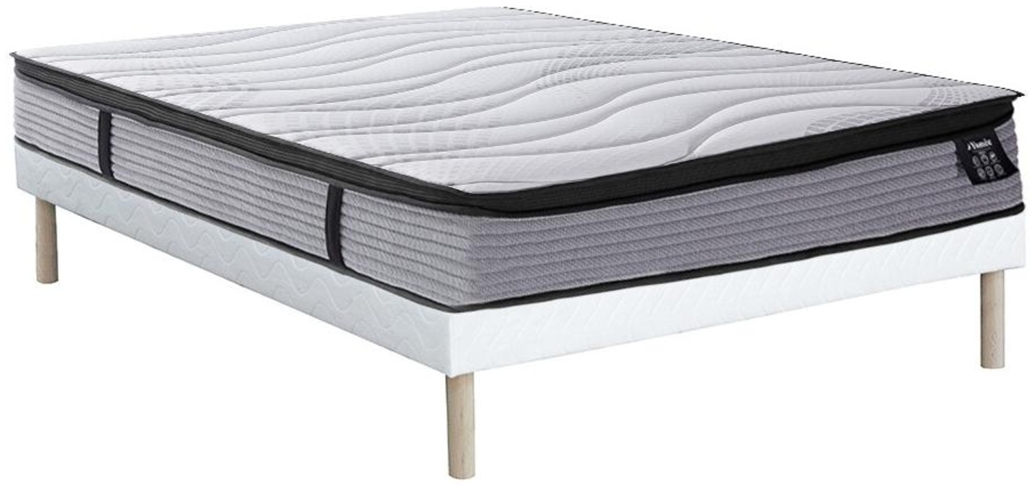 Vente-unique - Set aus Bettgestell + Taschenfederkernmatratze + integrierter Topper - 160 x 200 cm - Stärke 25 cm - ANYLA von YSMÉE Bild 1