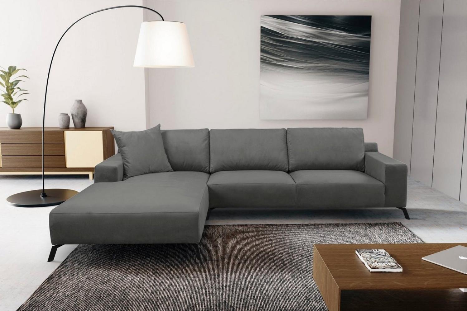 WERK2 Ecksofa Faro L-Form, XXL Design Ecksofa mit hohem Komfort in trendigem Cord & Samtvelours Bild 1