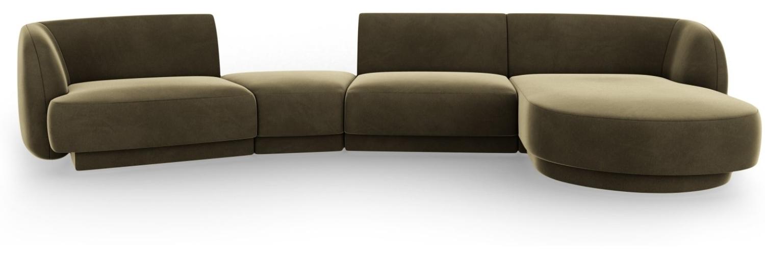 Micadoni Modulares Sofa Miley mit Recamiere 4-Sitzer Rechts Samtstoff Grün Bild 1