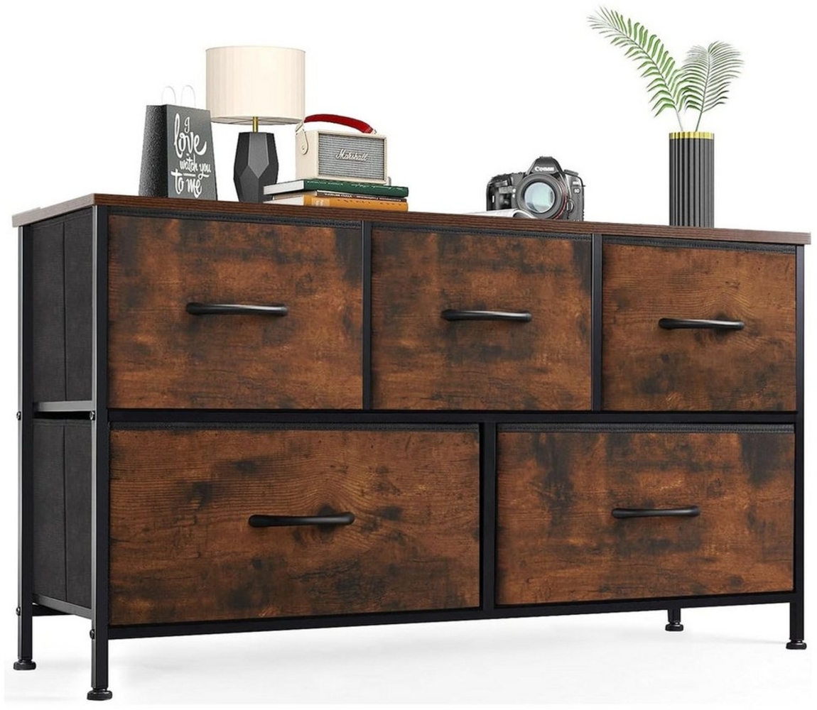 Refined Living Sideboard Schubkastenkommode mit 5 Schubladen Stoffkommode stabilem Stahlrahmen (Sideboards mit Holzplatte und leicht zu ziehendem Griff für Schränke, 1 St, Große Kapazität, Aufbewahrung von Kinder- und Erwachsenenkleidung), wasserdicht ... Bild 1