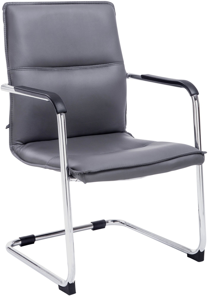 DELUKE® Besucherstuhl SEATTLE - 92x56x60cm, Grau Kunstleder Metall Gestell Konferenzstuhl Wartezimmerstuhl Bild 1