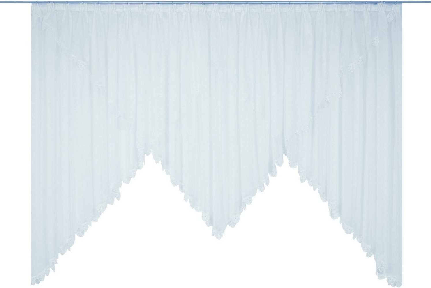 Wirth Gardine Elena, Faltenband (1 St), halbtransparent, Sablé, veredelt mit echter Plauener Spitze Stickerei, gezackt Bild 1