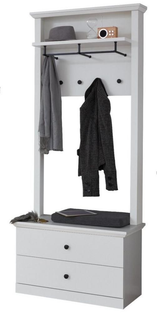 trendteam Garderoben-Set Baxter, (Garderobe in weiß matt, Set mit Paneel und Bank), Landhaus modern Bild 1