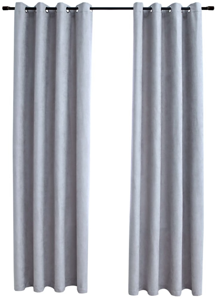 vidaXL Verdunkelungsvorhänge mit Metallösen 2 Stk. Grau 140x225 cm 134465 Bild 1