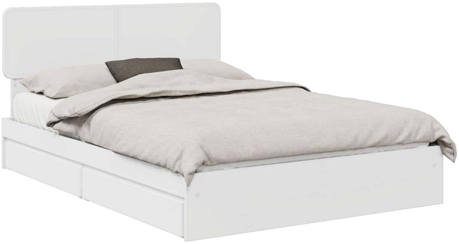 vidaXL Aufbewahrungsbett mit Kopfteil Weiß 160x200 cm Holzwerkstoff 3412255 Bild 1