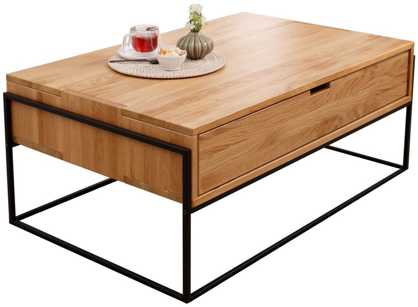 Woodroom Couchtisch Boise (Wildeiche massiv geölt 110 x 45 x 65 cm), Couchtisch, Wohnzimmertisch, Beistelltisch, Massivholz Bild 1