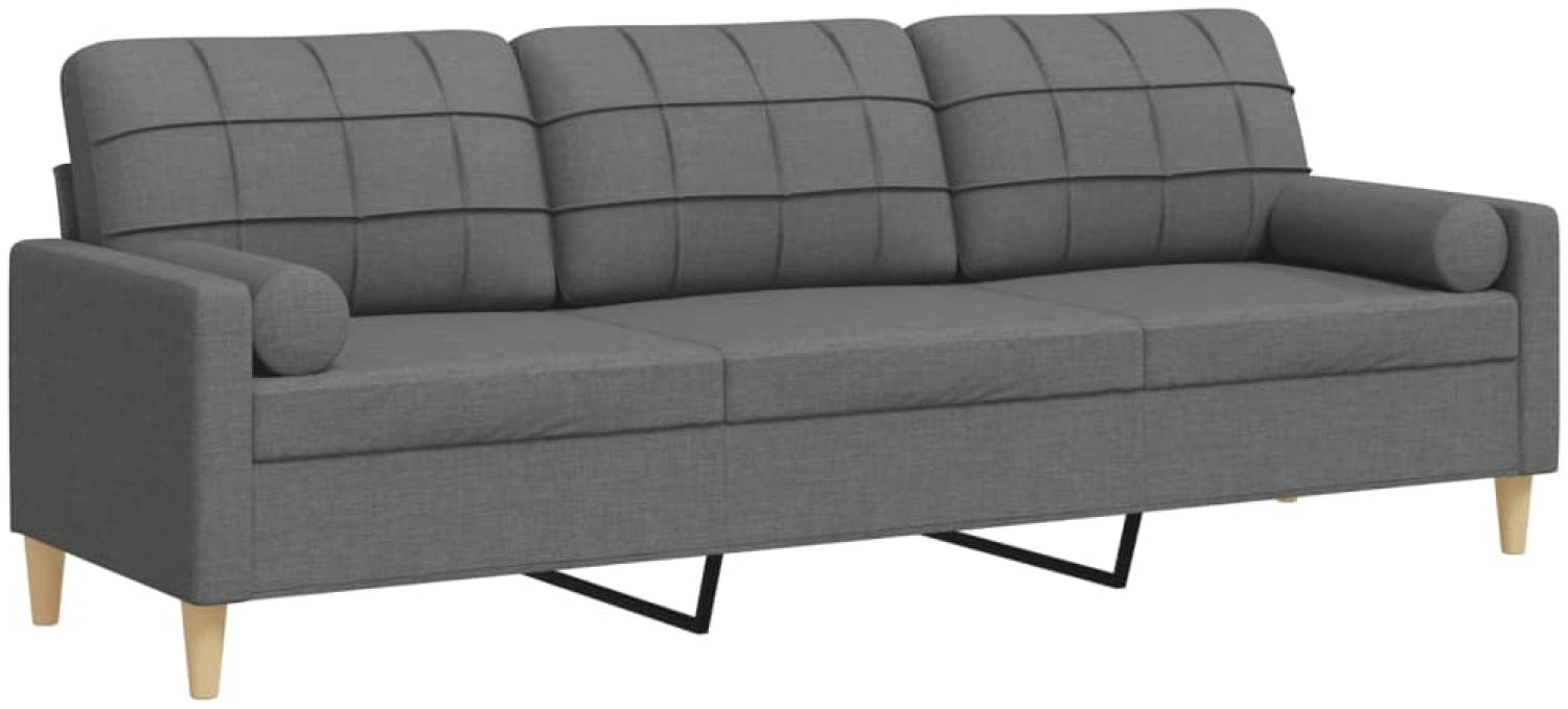 vidaXL Sofa 3-Sitzer mit Zierkissen Dunkelgrau 210 cm Stoff 3278202 Bild 1