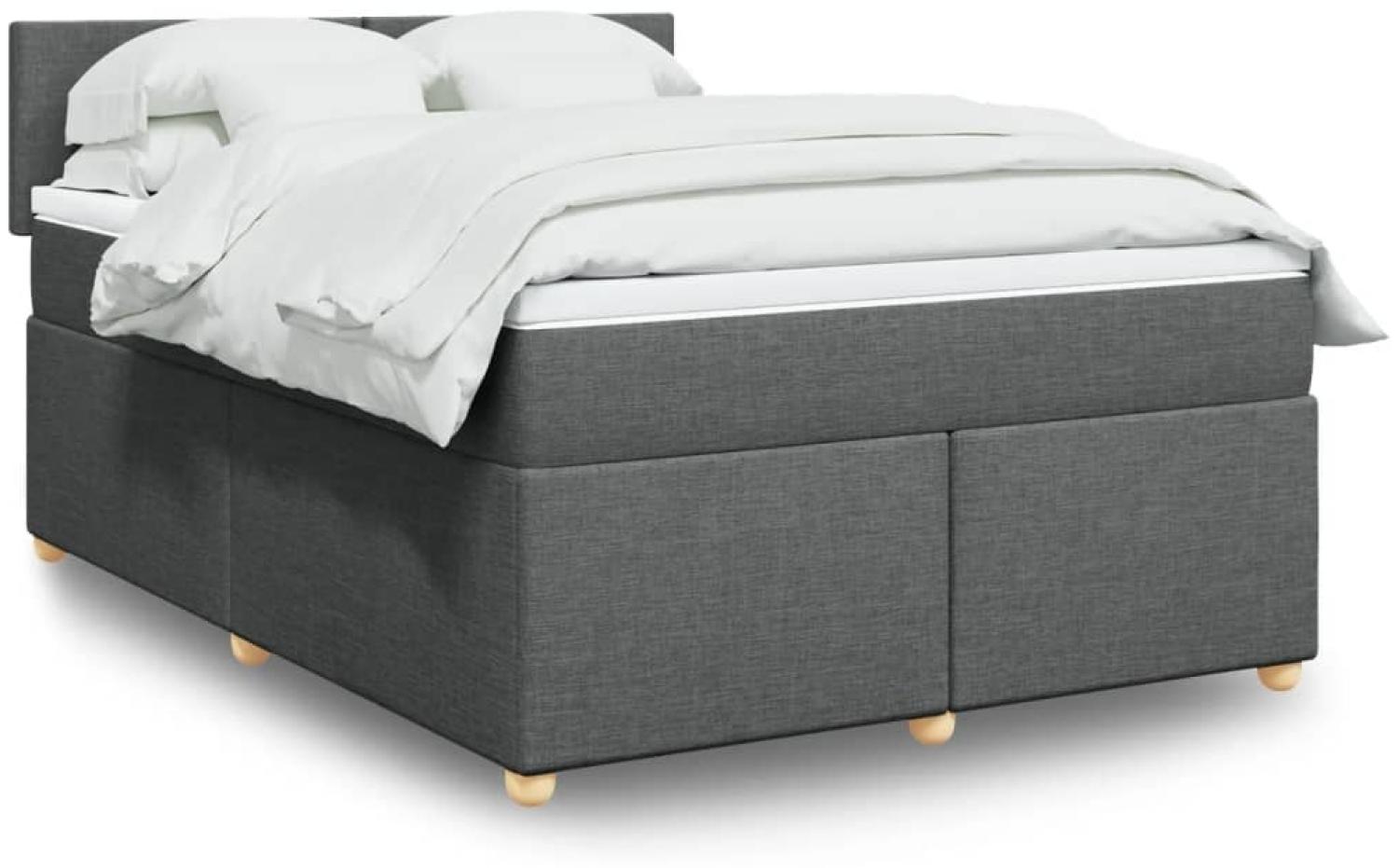 vidaXL Boxspringbett mit Matratze Dunkelgrau 160x200 cm Stoff 3289025 Bild 1