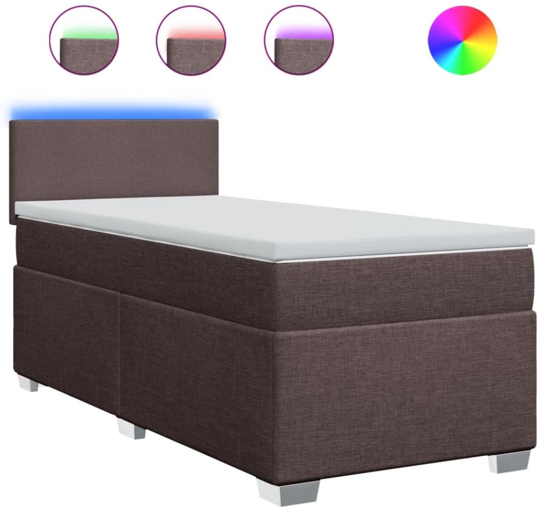 vidaXL Boxspringbett mit Matratze Dunkelbraun 100x200 cm Stoff 3288095 Bild 1