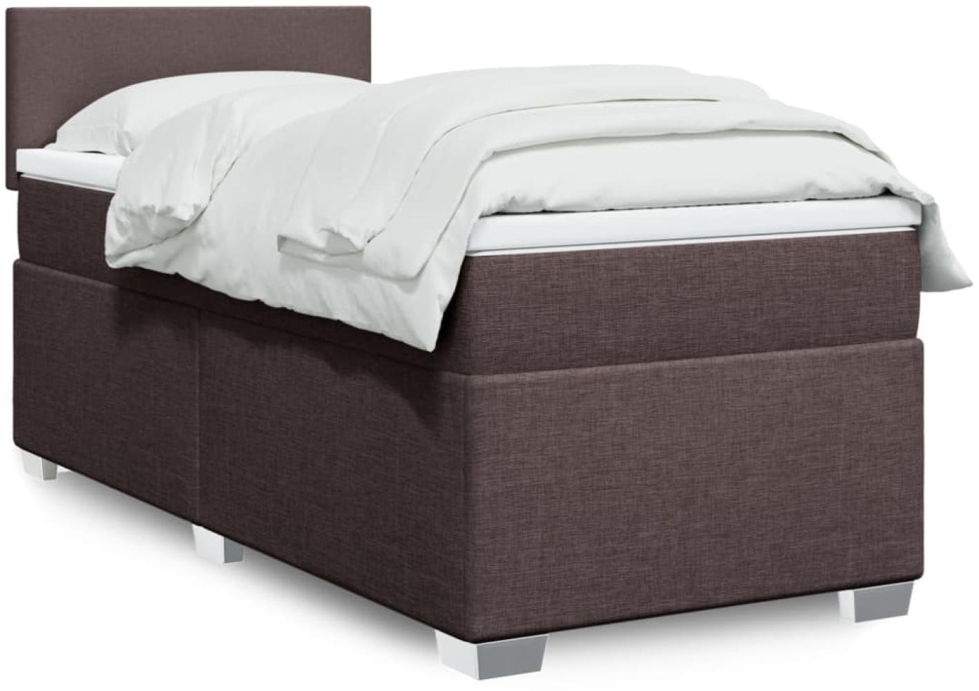 vidaXL Boxspringbett mit Matratze Dunkelbraun 100x200 cm Stoff 3288095 Bild 1