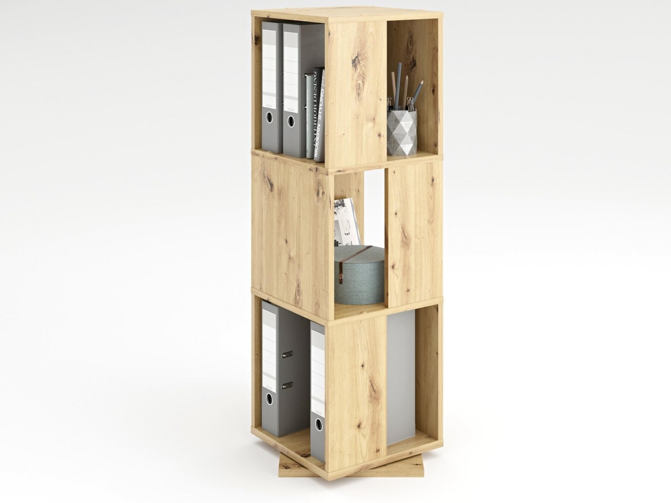 FMD Aktenschrank Offen Drehbar 34×34×108 cm Antik-Eiche Bild 1