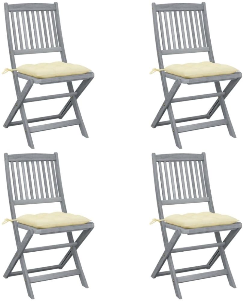 vidaXL Klappbare Gartenstühle 4 Stk. mit Kissen Massivholz Akazie 3064580 Bild 1