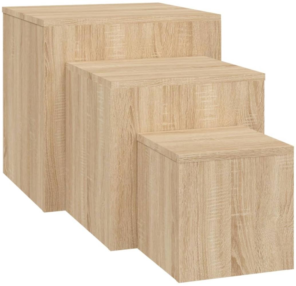 vidaXL Beistelltische 3 Stk. Sonoma-Eiche Holzwerkstoff 808588 Bild 1