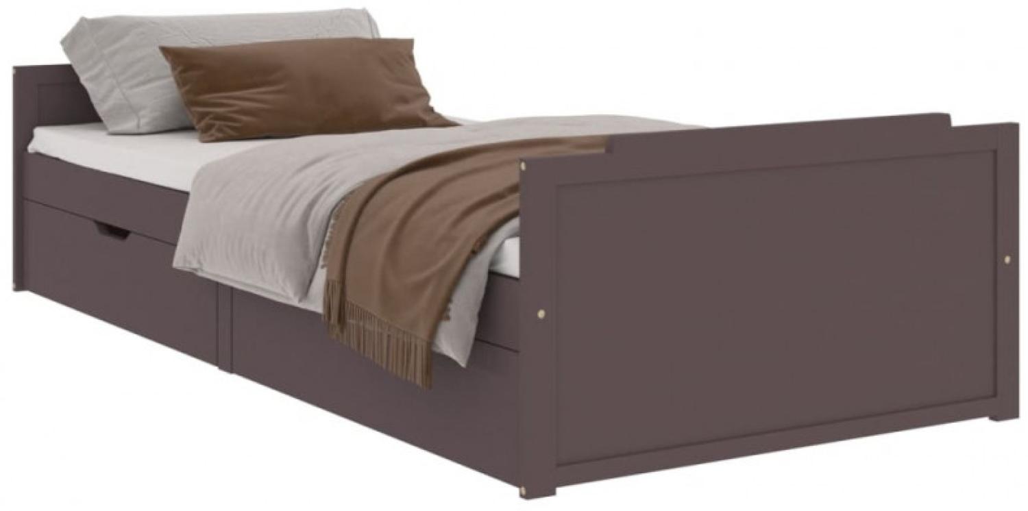 Massivholzbett mit Schubladen Dunkelbraun Kiefer 90x200 cm Bild 1