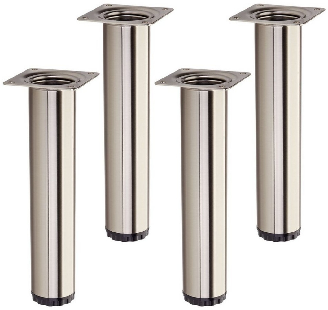 SO-TECH® Möbelfuß 4 Stück BRAVO Höhe 200 mm (10 mm) Ø 40 mm Edelstahloptik, höhenverstellbar, aus Stahl, belastbar bis 50 kg pro Stützfuß Bild 1
