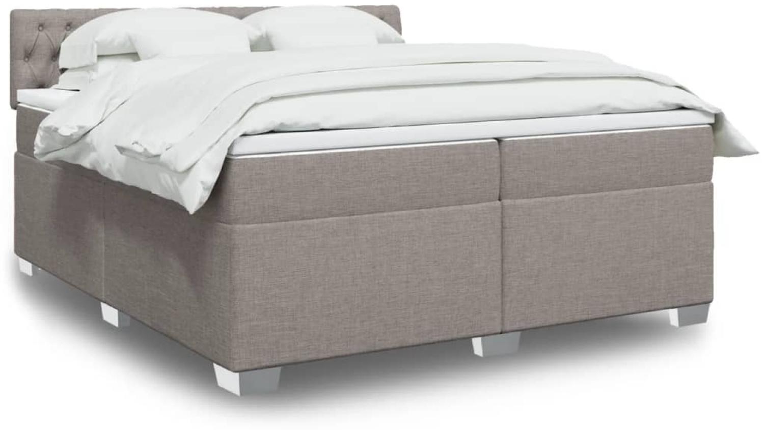 vidaXL Boxspringbett mit Matratze Taupe 200x200 cm Stoff 3288306 Bild 1