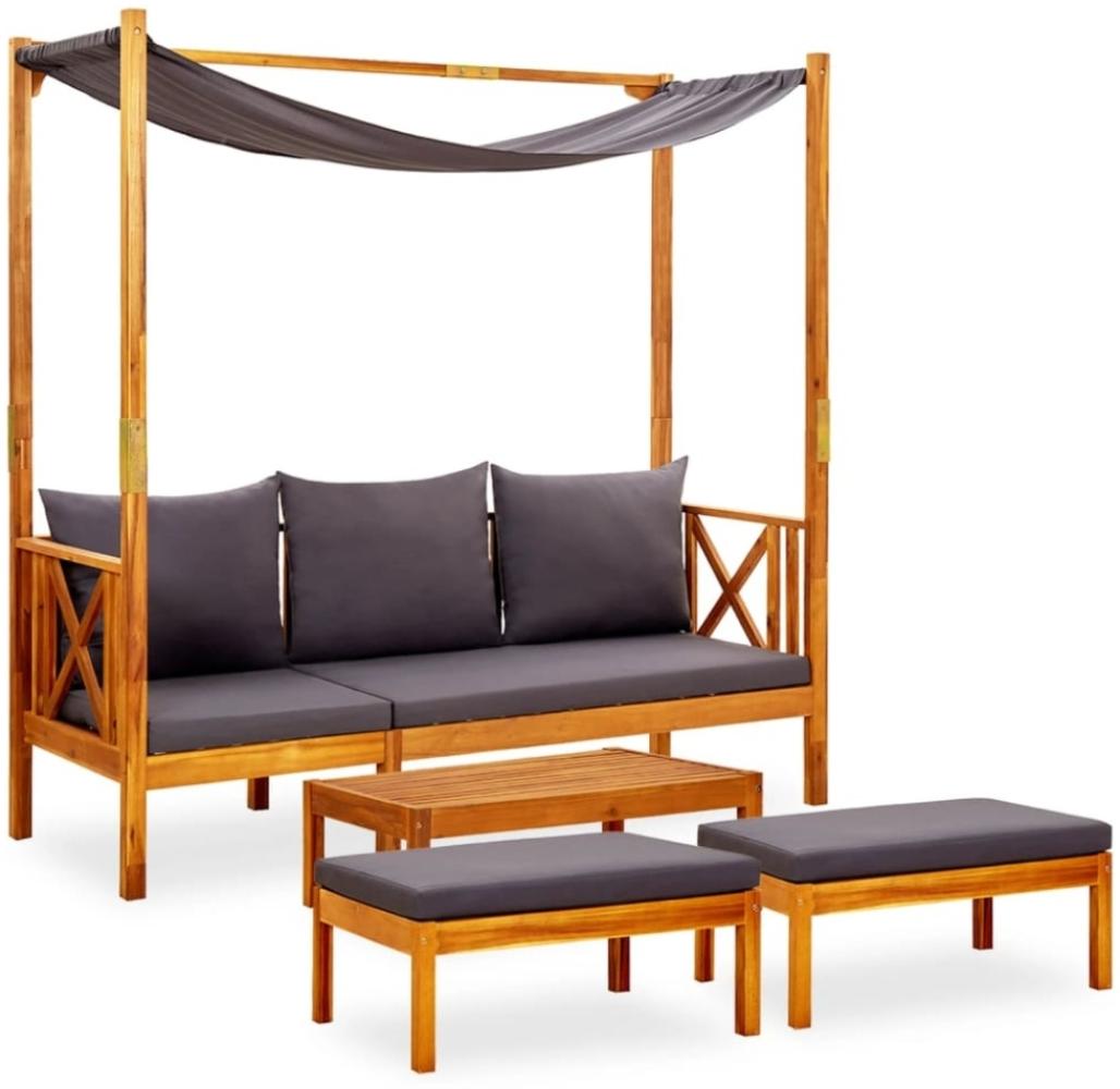 vidaXL Gartenbank mit Tisch & Fußhockern Massivholz Akazie 3058010 Bild 1