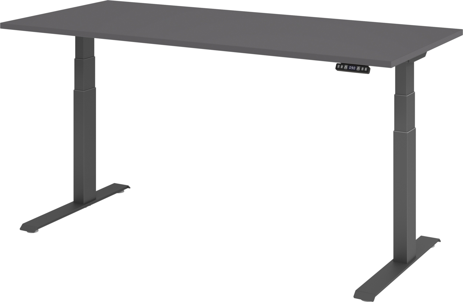 bümö elektrisch höhenverstellbarer Schreibtisch 180x80 cm in graphit, Gestell graphit mit Memory-Steuerung, elektrischer Bürotisch höhenverstellbar Gaming Tisch, XDKB19-G-G Bild 1