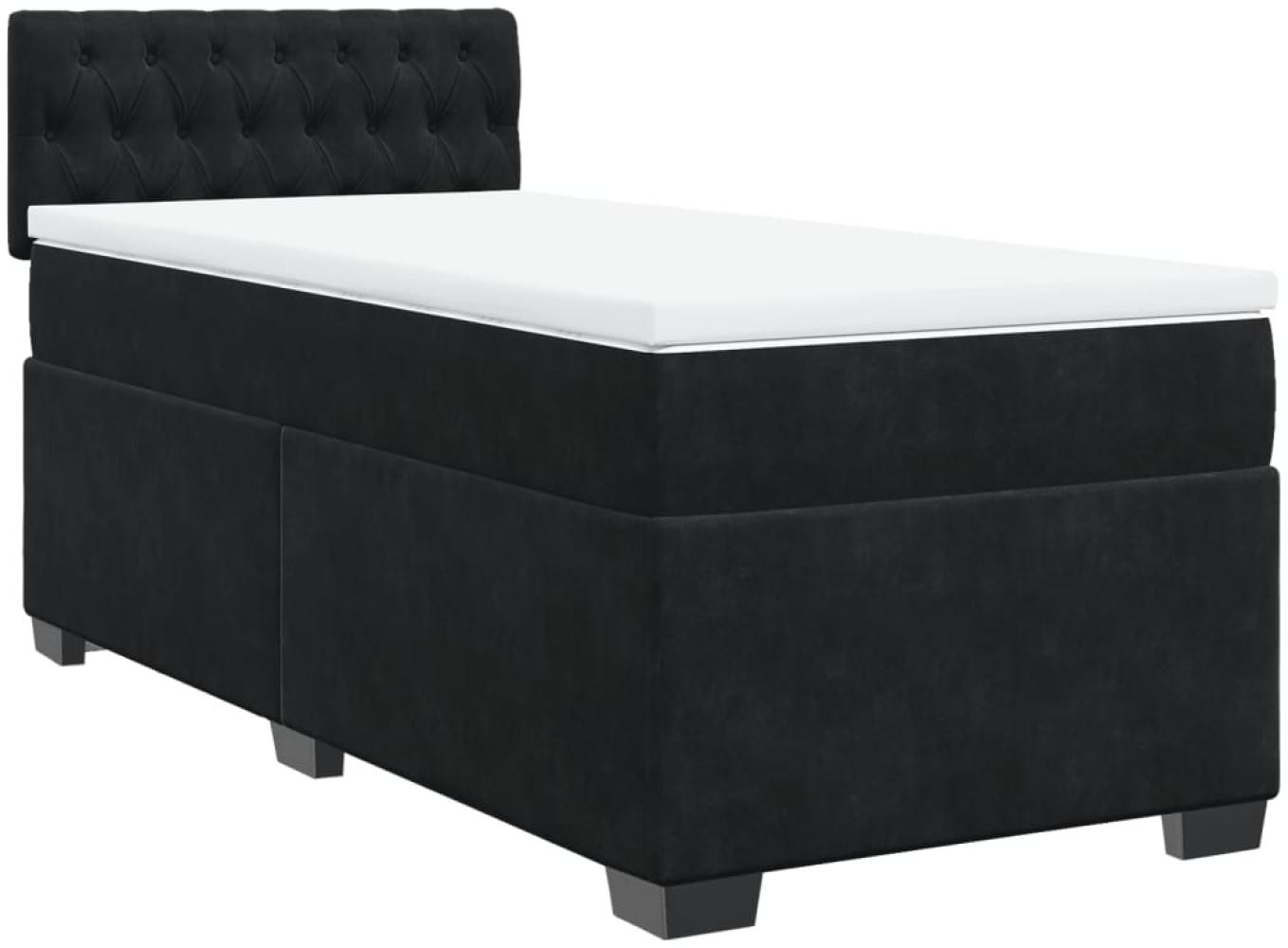 vidaXL Boxspringbett mit Matratze Schwarz 100x200 cm Samt 3286242 Bild 1